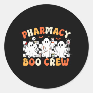 Adesivo Redondo Farmacêutica Retro Boo Crew Farmacêutica Ghost Tec