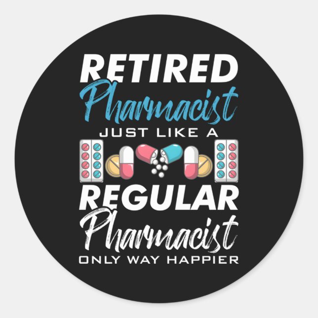 Adesivo Redondo Farmacêutico Aposentado Tal Como Uma Farmácia Norm (Frente)