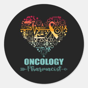 Adesivo Redondo Farmacêutico de Oncologia Coração Engraçado Vintag