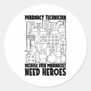 Adesivo Redondo Farmacêutico Precisa de Heroes Medicine Pharmacy T