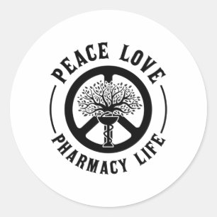 Adesivo Redondo Farmacêuticos da Peace Love Pharmacy Life