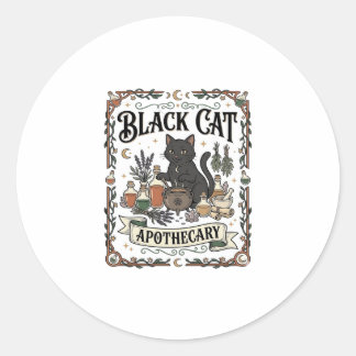 Adesivo Redondo Farmácia de Gato Preto Bruxa Mística Apothecary 