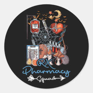 Adesivo Redondo Farmácia Pílulas De Halloween De Spooky Pharmacis