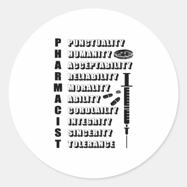Adesivo Redondo Farmacovigilância Técnica Farmacêutica Citação (Frente)