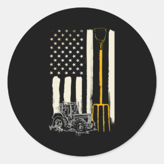 Adesivo Redondo Farmer Patriot American Flag Trator Rancher