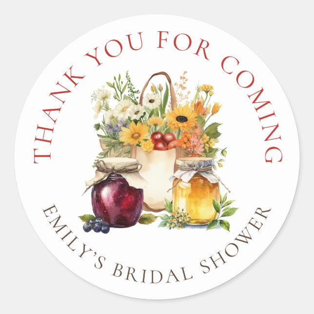 Adesivo Redondo Farmers Market Bridal Shower Thank You (Frente)