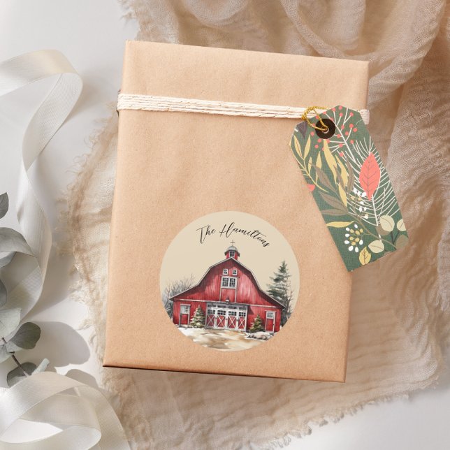 Adesivo Redondo Farmhouse Country Christmas (Criador carregado)