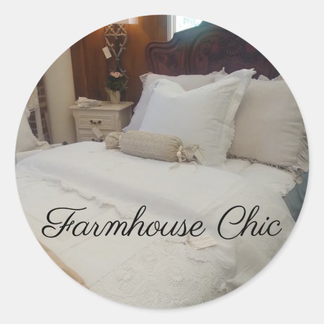 Adesivo Redondo Farmhouse Cozy Chic Bedroom (Frente)