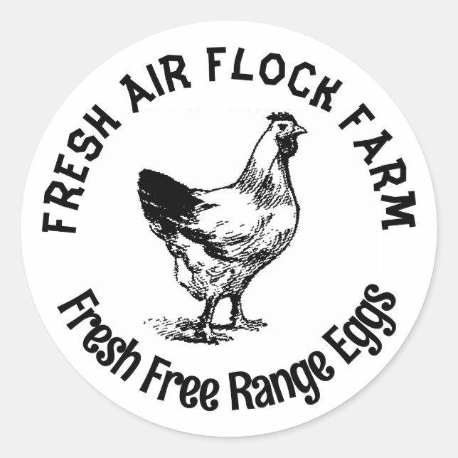 Adesivo Redondo Farmhouse Hen | Ovos (Frente)