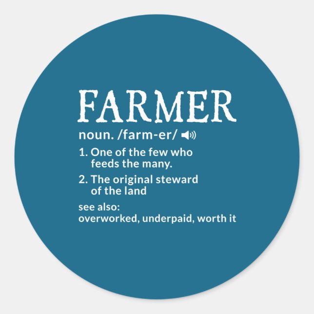 Adesivo Redondo Farner Definition Funny Farmer Farming Mens  (Frente)