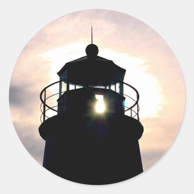 Adesivo Redondo Farol ao pôr do sol (Frente)