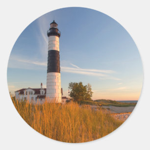 Adesivo Redondo Farol Big Sable Point no Lago Michigan 3