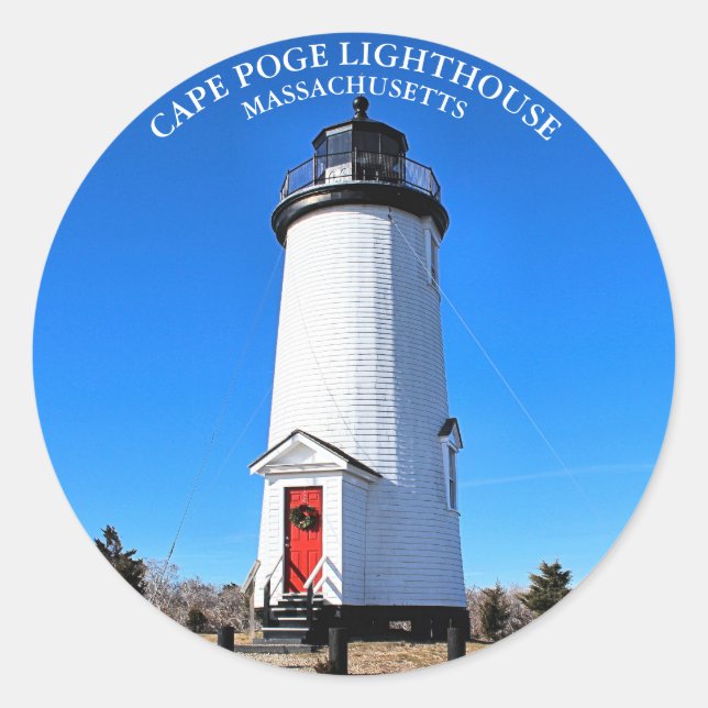 Adesivo Redondo Farol Cape Poge, Massachusetts Round Sticker (Frente)