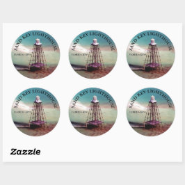 Adesivo Redondo Farol-Chave-Areia, Flórida Keys Round Stickers