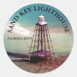 Adesivo Redondo Farol-Chave-Areia, Flórida Keys Round Stickers