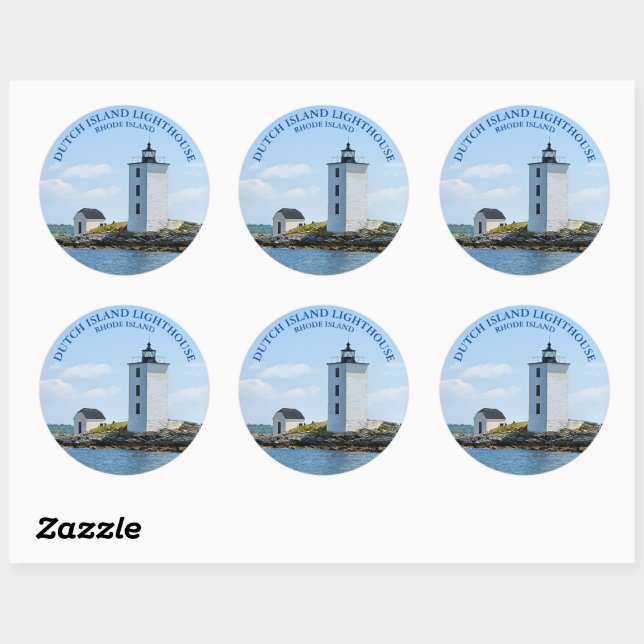 Adesivo Redondo Farol da Ilha Neerlandesa, Vinheta Redonda RI (Folha)