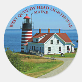 Adesivo Redondo Farol de Cabeça de Quoddy Ocidental, Maine Round S