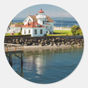 Adesivo Redondo Farol de Mukilteo, Mukilteo, Washington, EUA