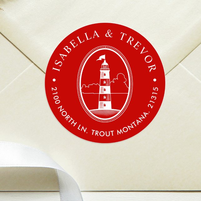 Adesivo Redondo Farol de Praia | Crimões "náuticas" (Criador carregado)