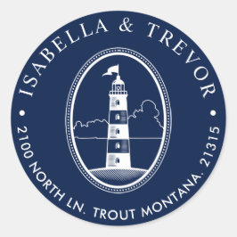 Adesivo Redondo Farol de Praia | Endereço de retorno previsto náut