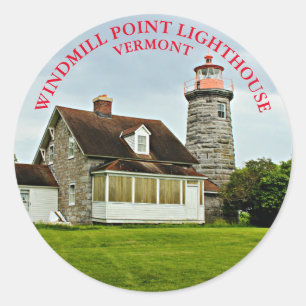Adesivo Redondo Farol de Windmill Point, Autocolantes de Vermont