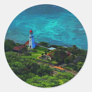 Adesivo Redondo Farol Diamond Head Lighthouse #1 Stickers