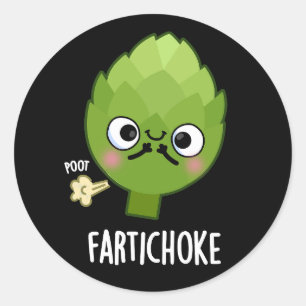 Adesivo Redondo Fartichoke Funny Farting Artichoke Pun Dark BG