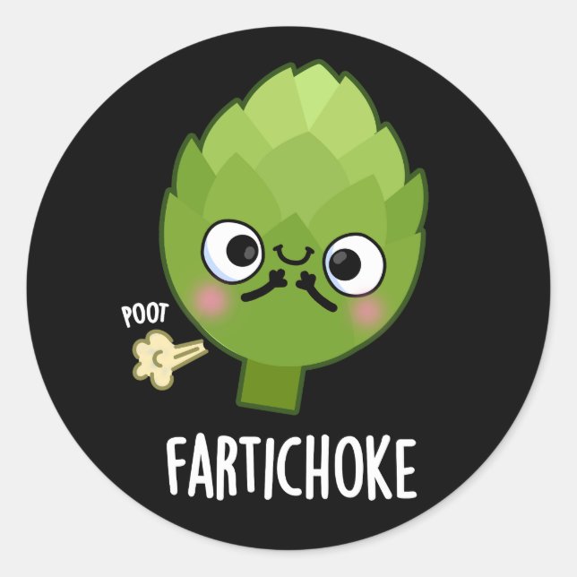 Adesivo Redondo Fartichoke Funny Farting Artichoke Pun Dark BG (Frente)