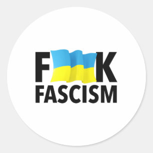 Adesivo Redondo Fascismo - Censurado Com Bandeira da Ucrânia