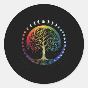 Adesivo Redondo Fases da Árvore da Chakras Ioga Meditação Yogi