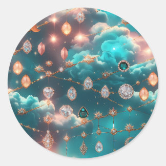 Adesivo Redondo Fases da Lua Aquamarine Astronomia Astrologia