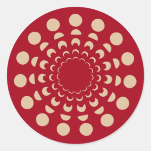 Adesivo Redondo Fases da Lua, Astrológicas, Douradas, Vermelhas, 