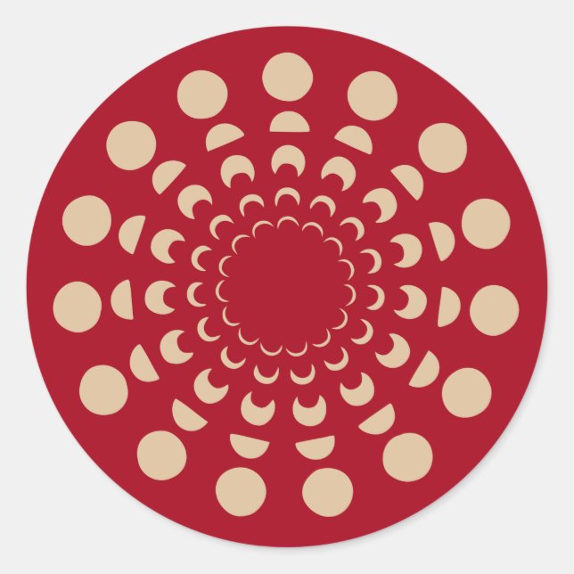 Adesivo Redondo Fases da Lua, Astrológicas, Douradas, Vermelhas, C (Frente)