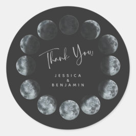 Adesivo Redondo Fases da Lua Preta da Aquarela Personalizadas