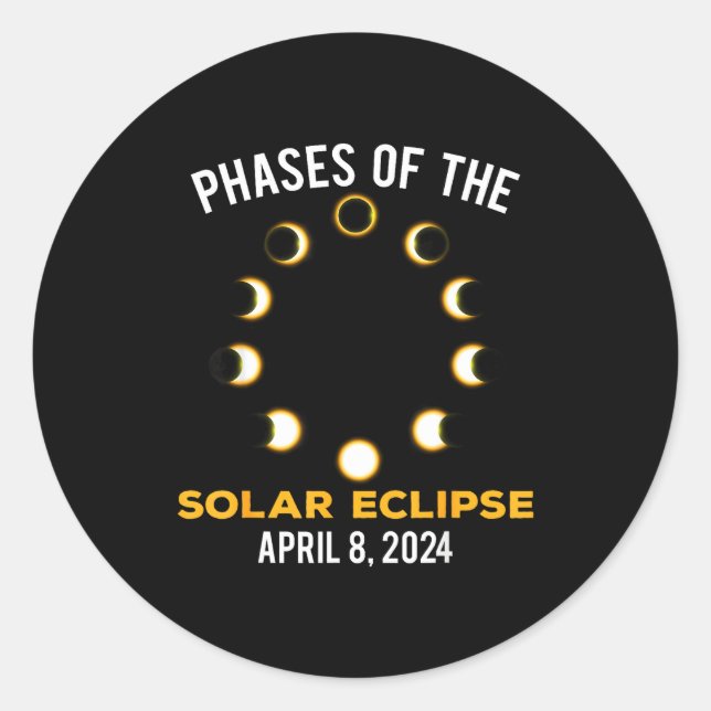 Adesivo Redondo Fases do Eclipse Solar Eclipse Solar (Frente)