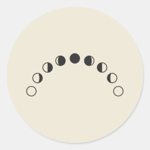 Adesivo Redondo Fases Lunares Arco Desenho Minimalista da Lua