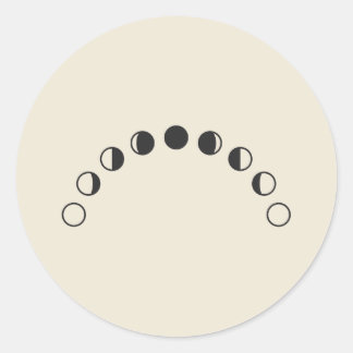 Adesivo Redondo Fases Lunares Arco Desenho Minimalista da Lua