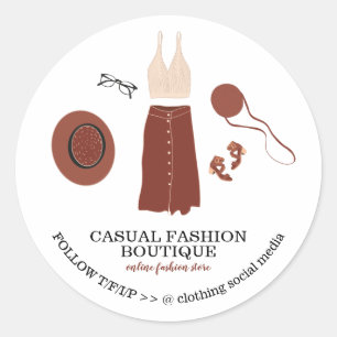 Adesivo Redondo Fashion Boutique Boho Hipster Clothing