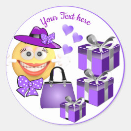 Adesivo Redondo Fashion Emoji, uma Moda Cuta Personalizável, com C