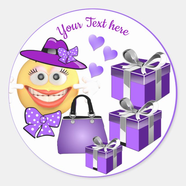 Adesivo Redondo Fashion Emoji, uma Moda Cuta Personalizável, com C (Frente)