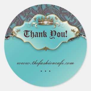 Adesivo Redondo Fashion Leopard Sticker Jewelry Crown Teal