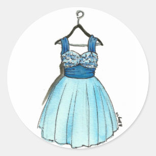 Adesivo Redondo Fashionista da Imagem de Vestido do Baile de forma