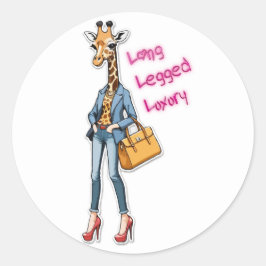 Adesivo Redondo Fashionista Girafa Sticker: Na moda