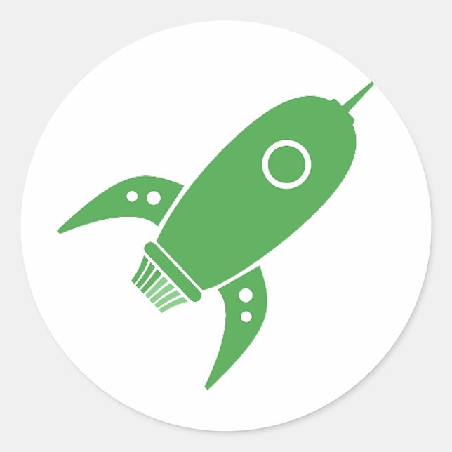 Adesivo Redondo Fat Retro Rocket Ship Green (Frente)