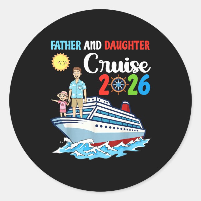 Adesivo Redondo Father &amp; Daughter Cruise 2026 Family Vacation  (Frente)