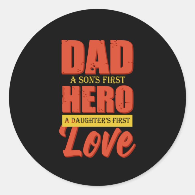 Adesivo Redondo Father Gift | Dad Hero Love (Frente)