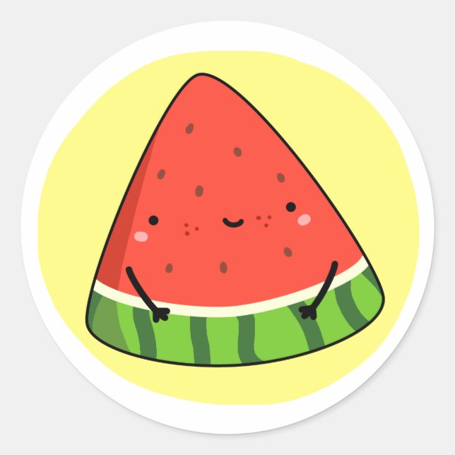 Adesivo Redondo Fatia Cute Kawaii Watermelon (Frente)