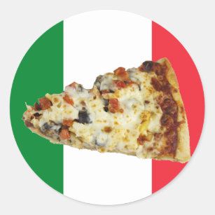 Adesivo Redondo Fatia da pizza em cores da bandeira italiana