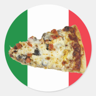 Adesivo Redondo Fatia da pizza em cores da bandeira italiana