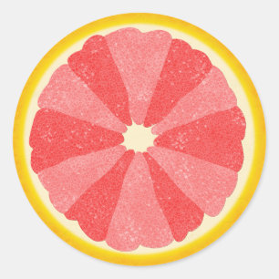 Adesivo Redondo Fatia de Fruta de Grafuíte Semestre Rosa